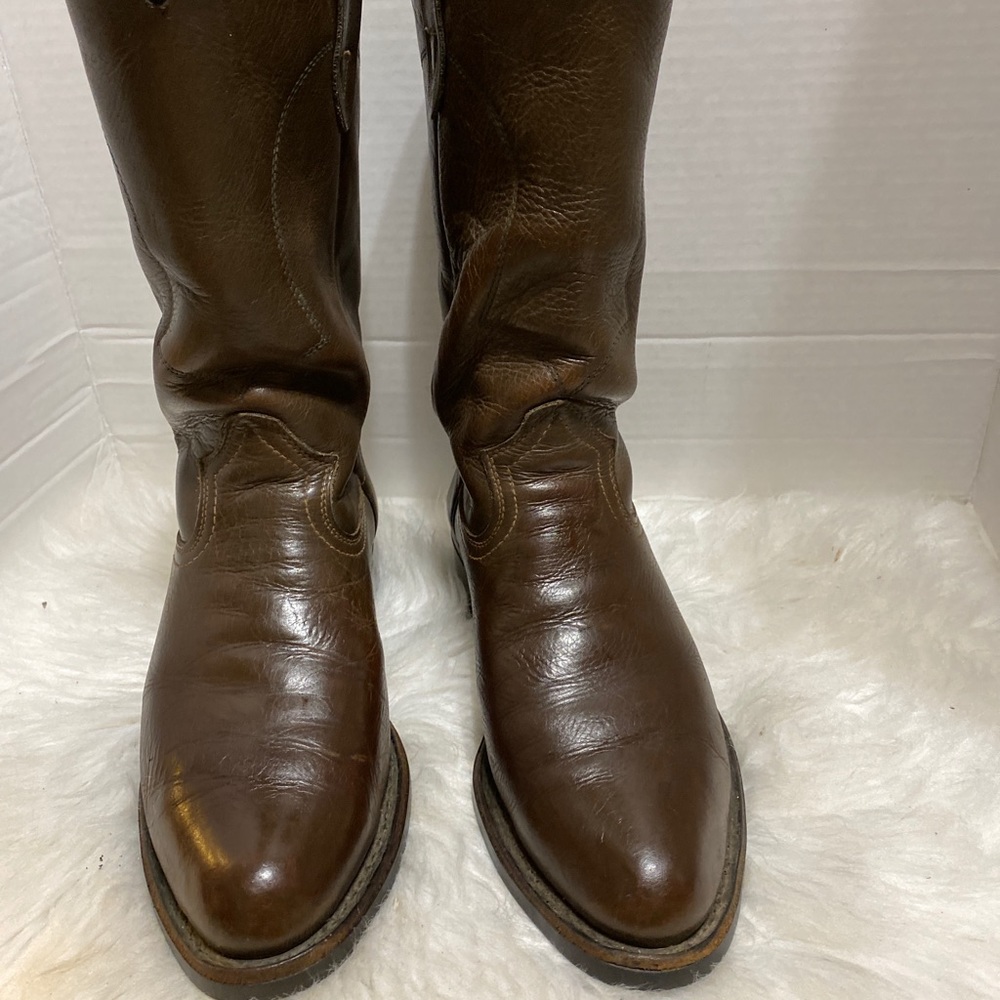 Texas Brand Brown Leather Cowboy Work Boots